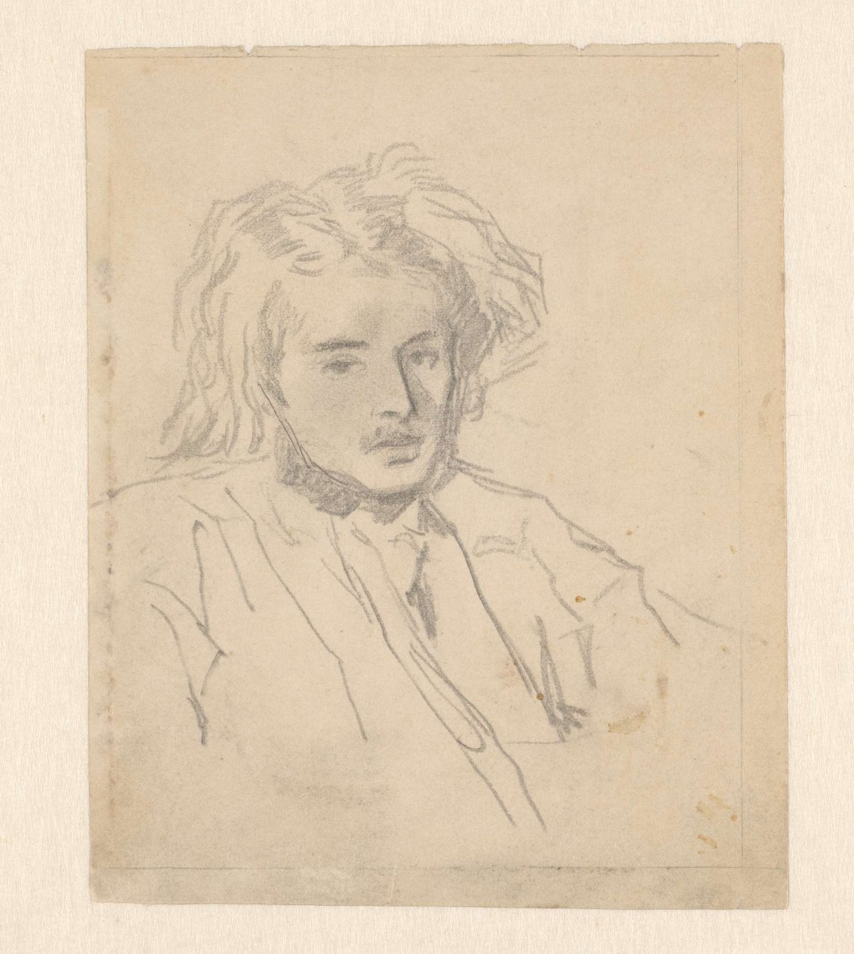 Portrait study of a young man with wild hair, Matthijs Maris, after 1849 - before 1917