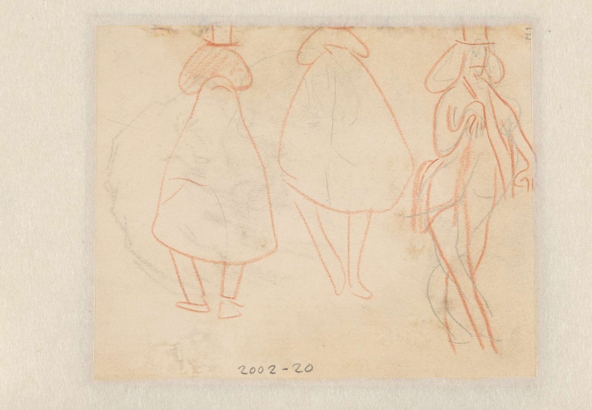 Three caricature sketches of a man in a cape, Matthijs Maris, after 1849 - before 1917