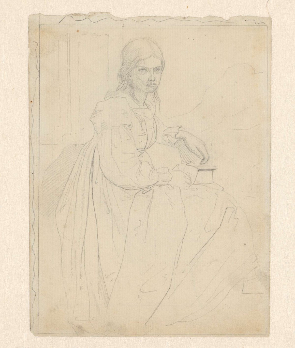 Study of a seated girl, Matthijs Maris, after 1849 - before 1917