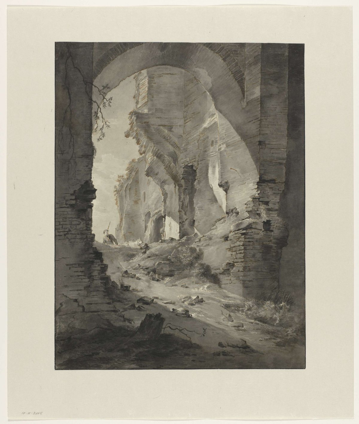 View into a ruin (Brederode?)., Gerard van Nijmegen, 1794