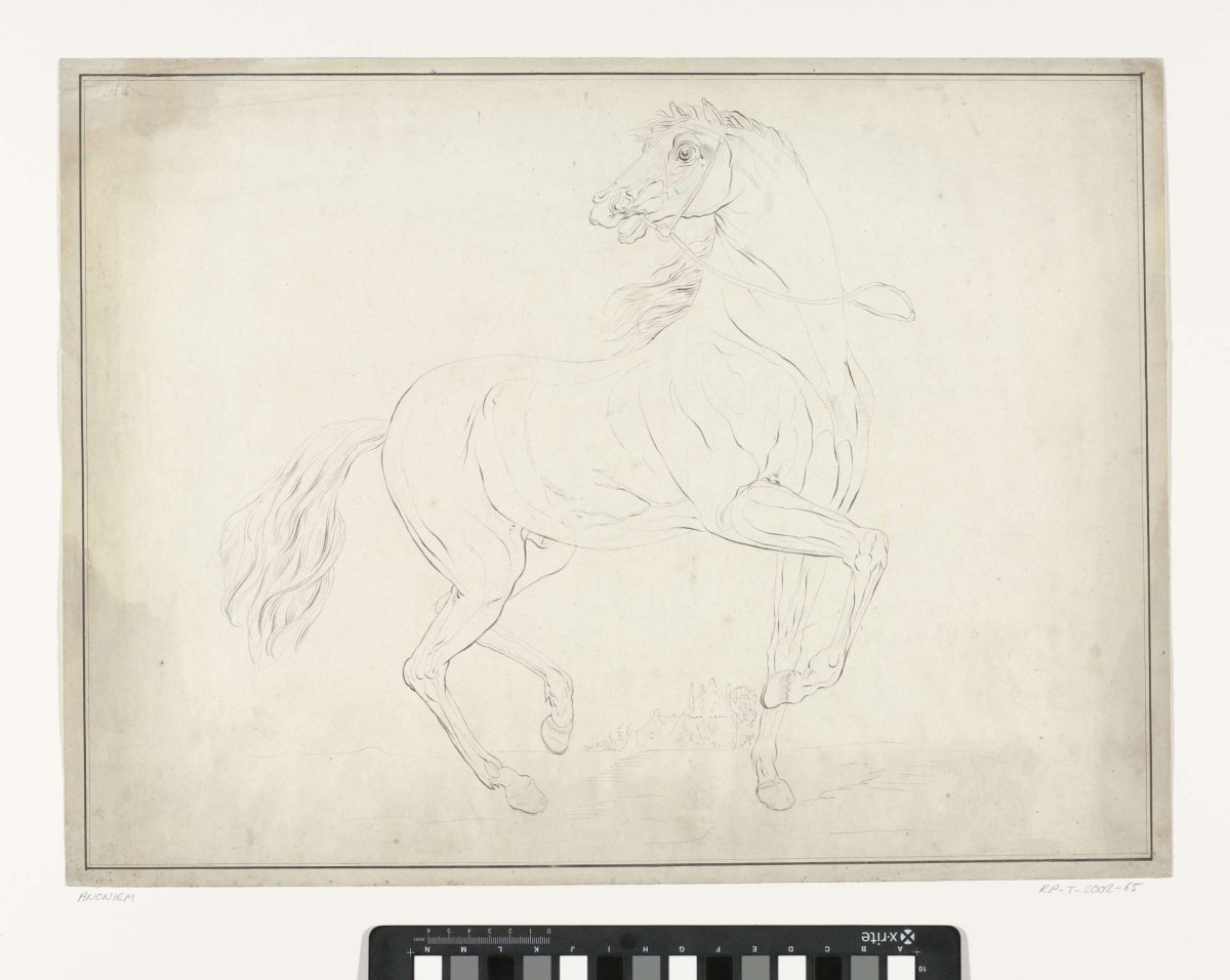 Study of a running horse in a landscape, anonymous, after 1800 - before 1899
