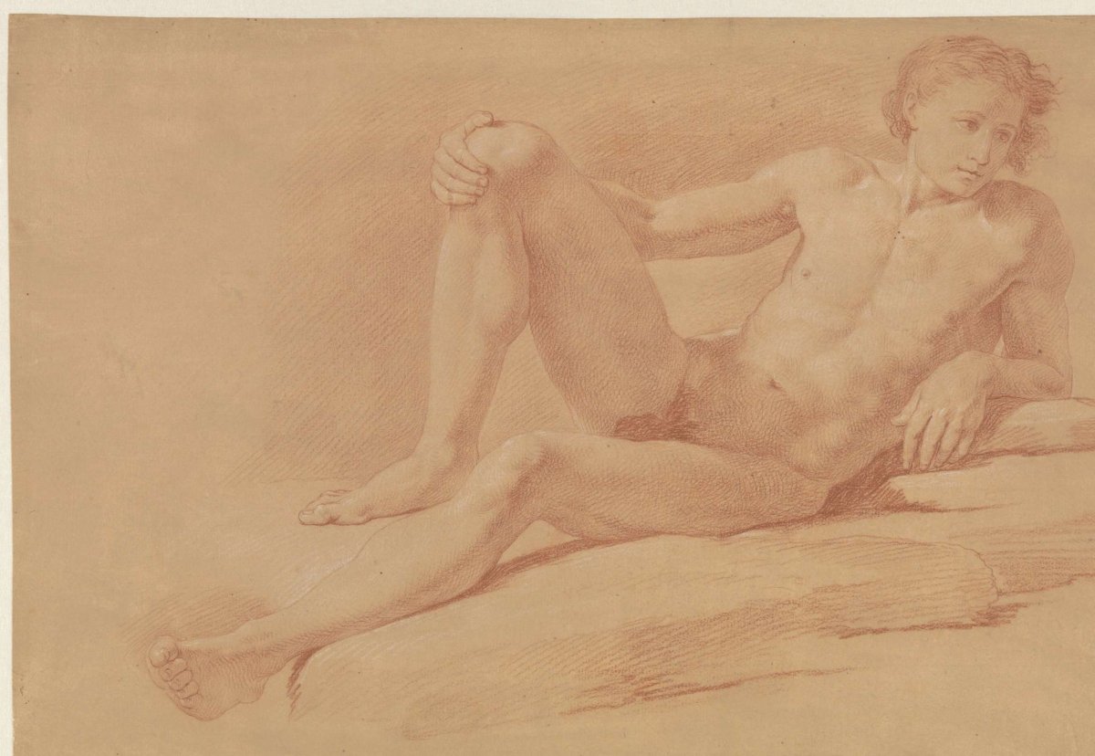 Study of a half-reclining, half-sitting boy, Giuseppe Bottani, c. 1727 - 1784