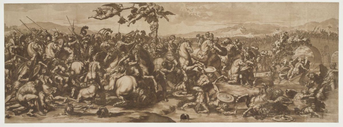 Constantine the Great Vanquishing the Tyrant Maxentius, Jan de Bisschop, c. 1638 - 1671