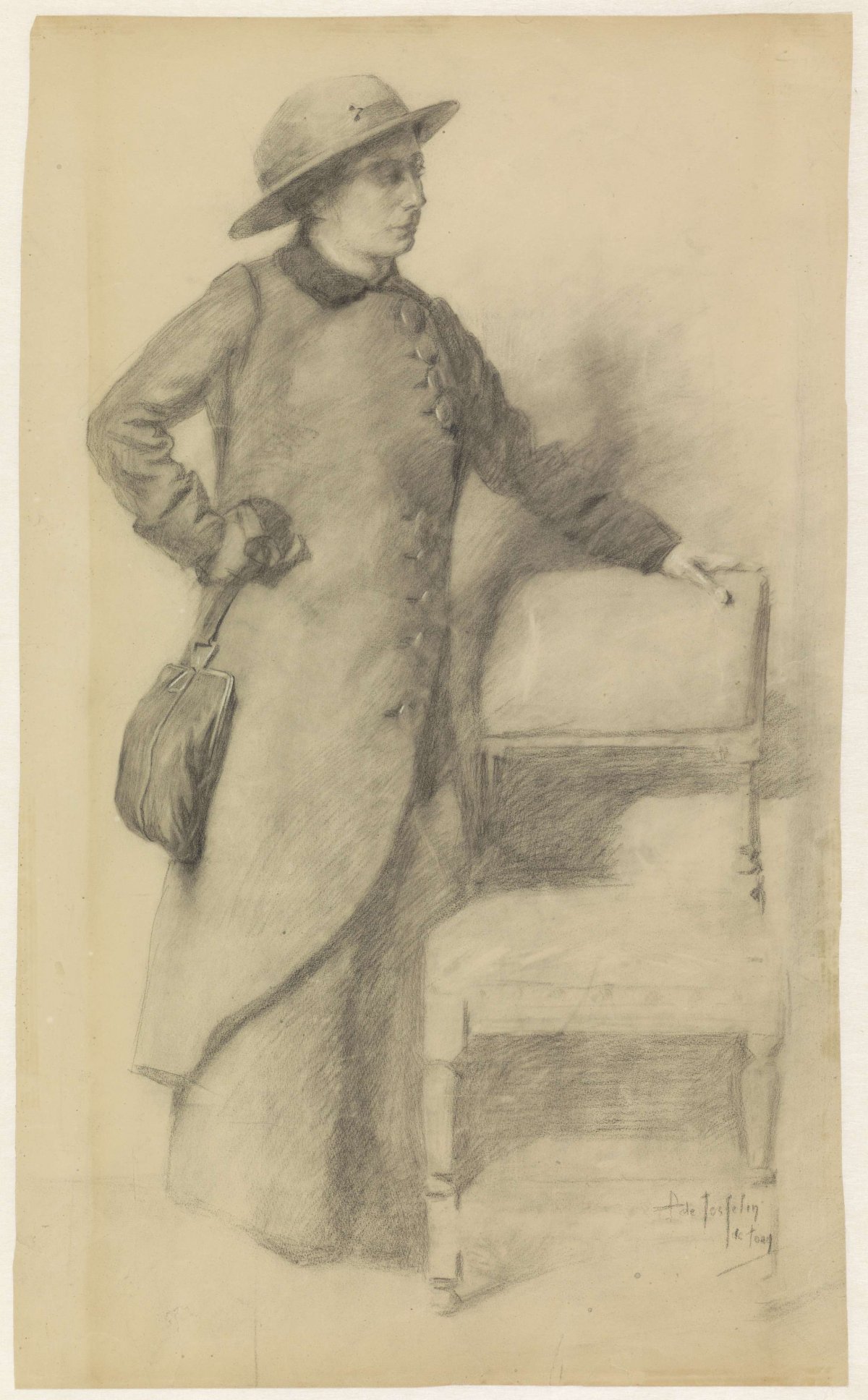 Standing lady with hat and cloak, Pieter de Josselin de Jong, c. 1871 - c. 1906