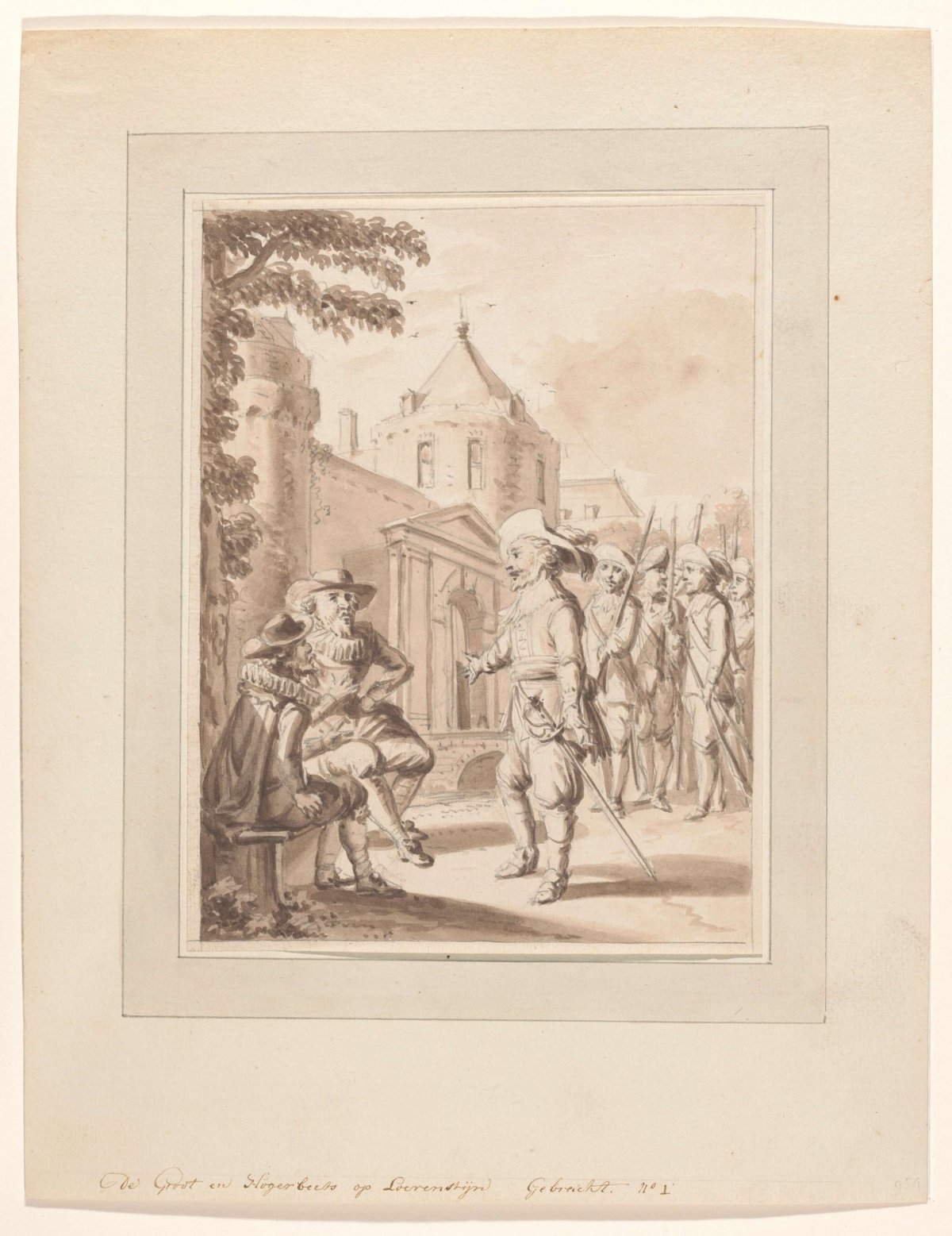 Hugo de Groot and Rombout Hogerbeets brought to lock Loevestein, anonymous, 1775 - 1800