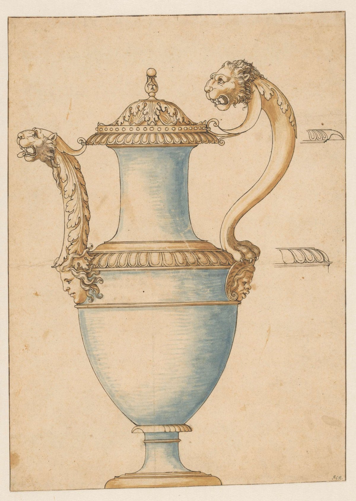 Design for an ornamental jug, Hans Holbein (II), 1500 - 1600