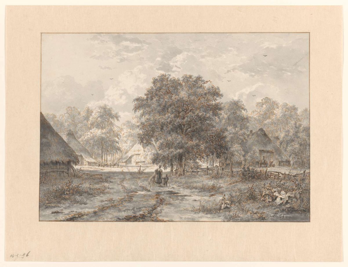 Landscape with farms among trees, Jacobus Theodorus Abels, 1833