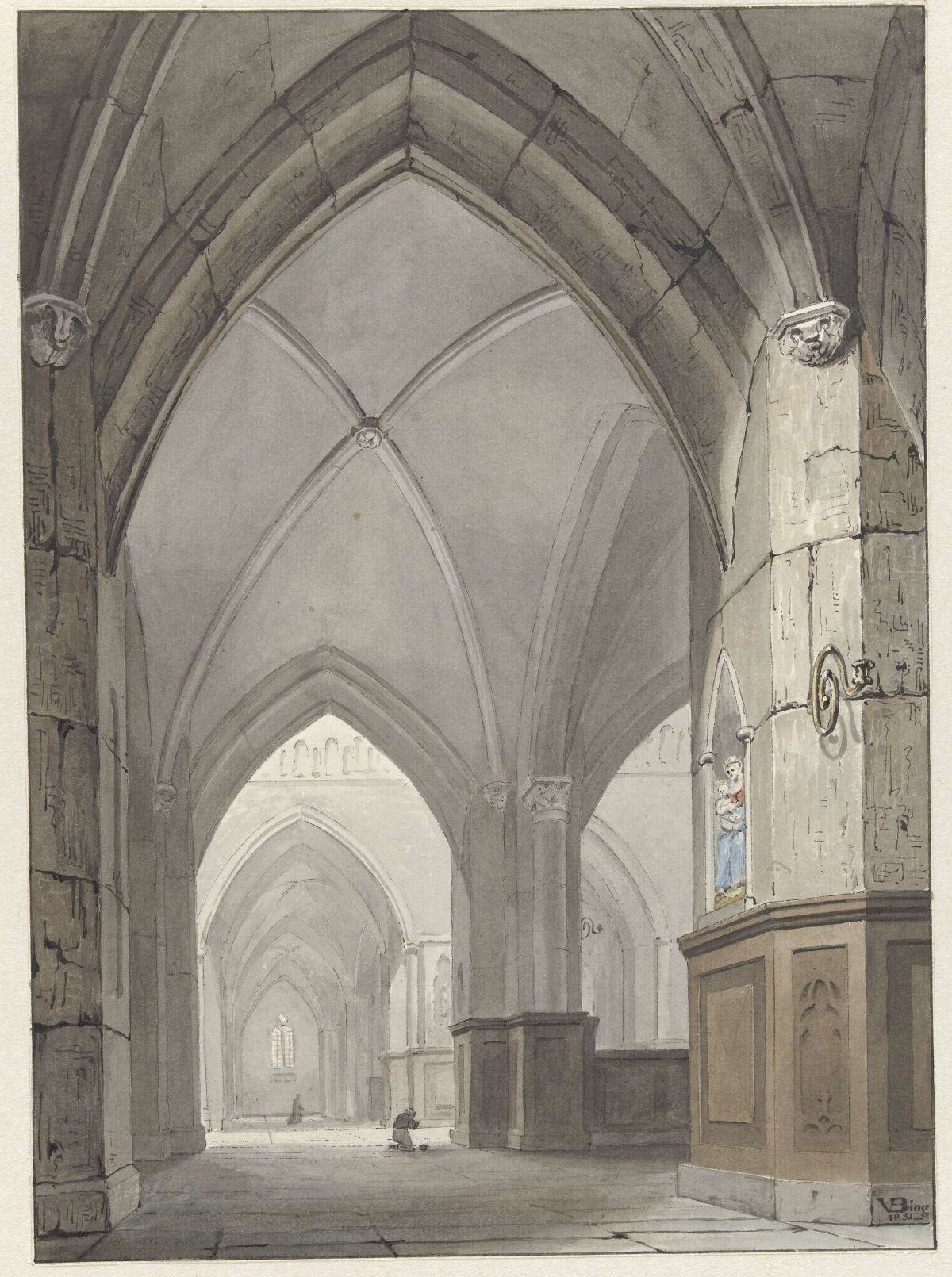 Kerkinterieur, Valentijn Bing, 1831