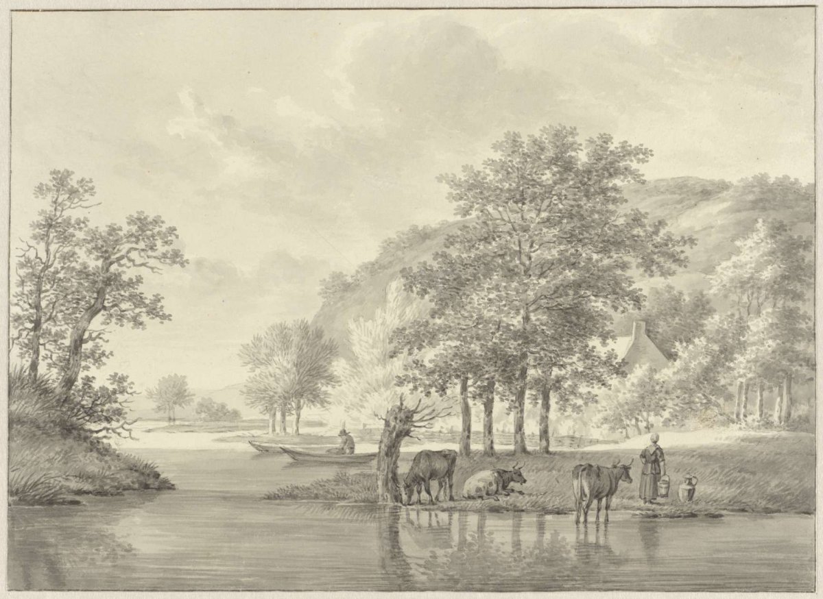 Rivierlandschap, Anthony Oberman, 1791 - 1845