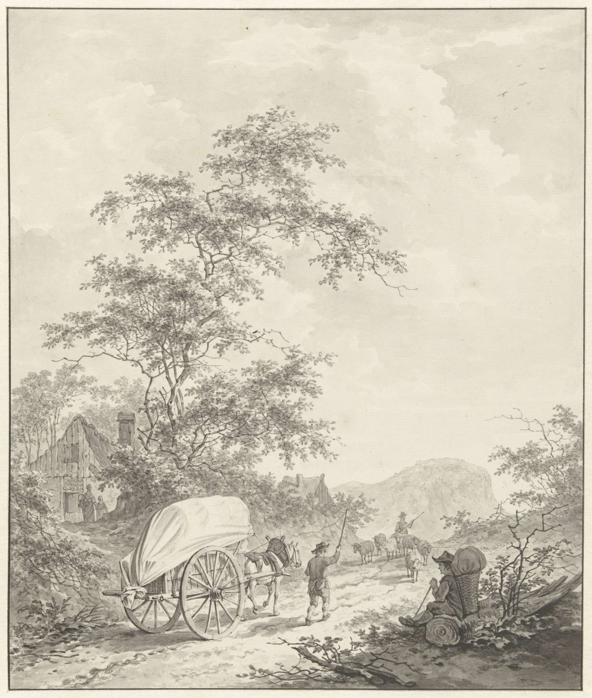 Landscape with horse and cart, Daniël Dupré, 1785