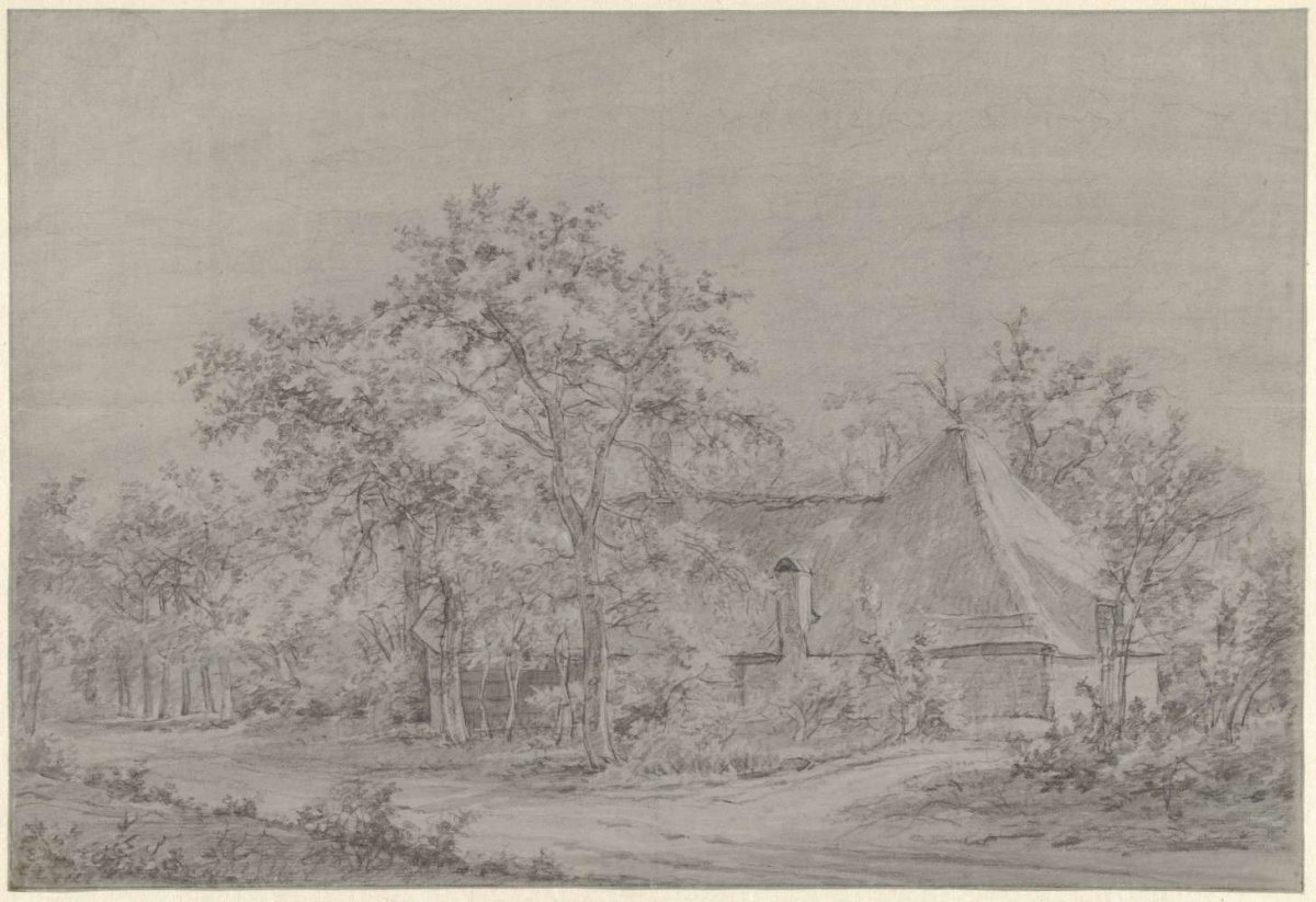 Farmhouse on a dirt road, Adrianus de Visser, 1772 - 1837