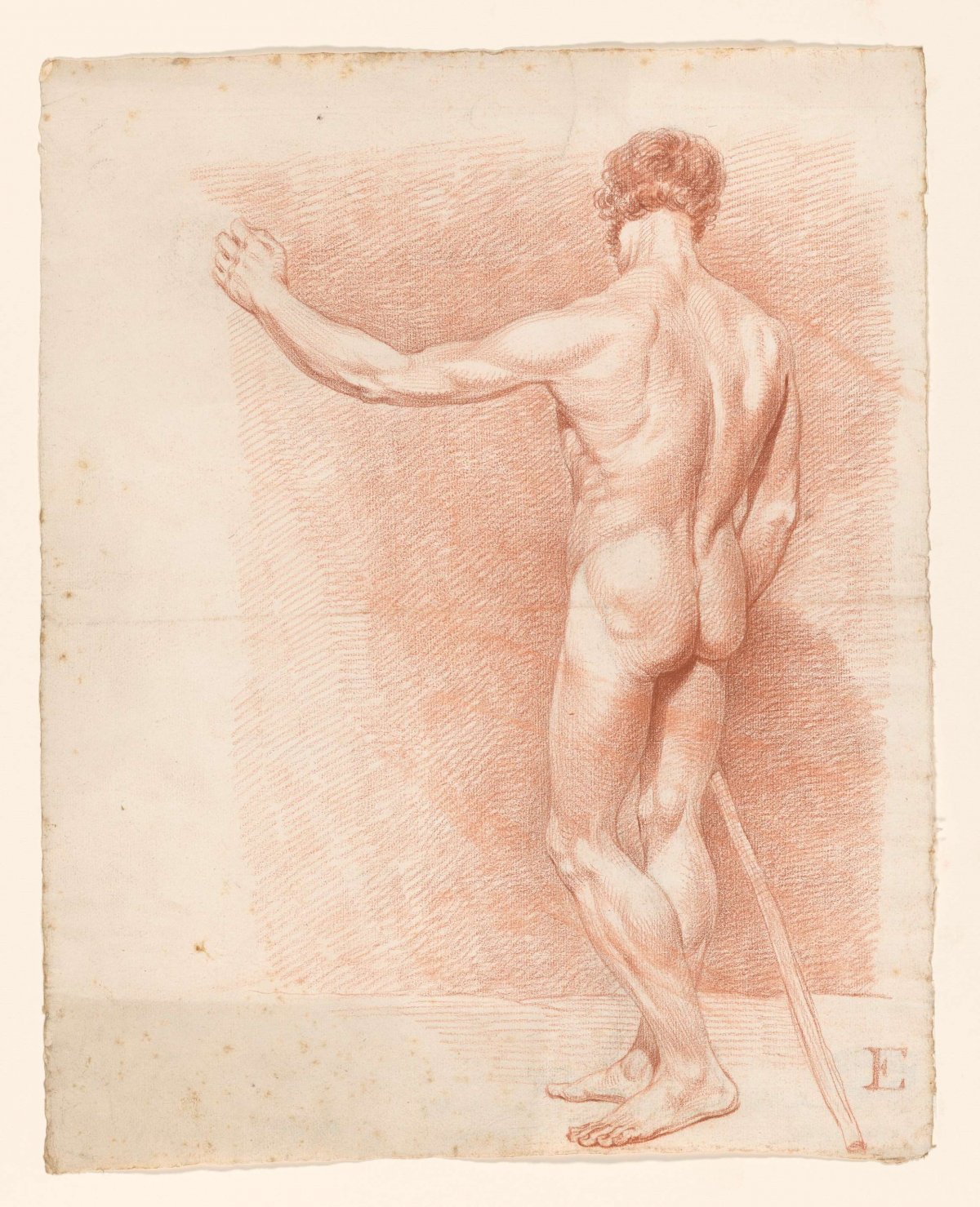 Standing male nude, viewed from the back, A. Waterloo, c. 1813