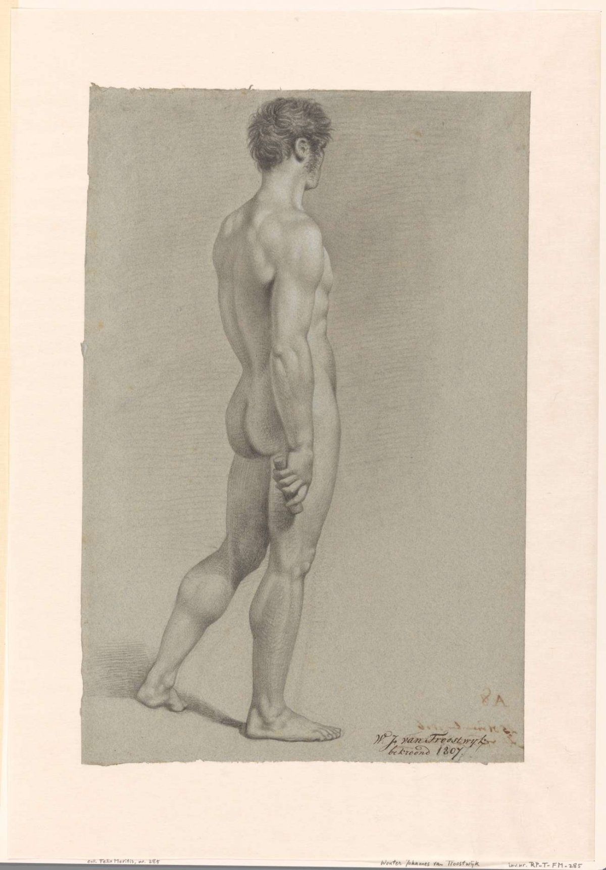 Standing male nude, facing right, Wouter Johannes van Troostwijk, 1806