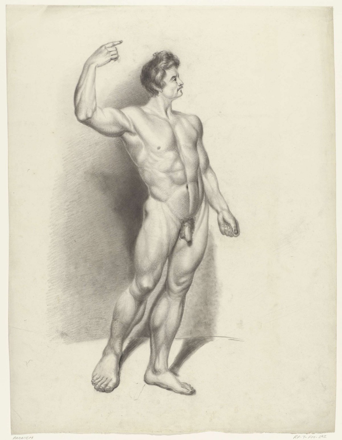 Standing male nude, facing right, anonymous, 1826