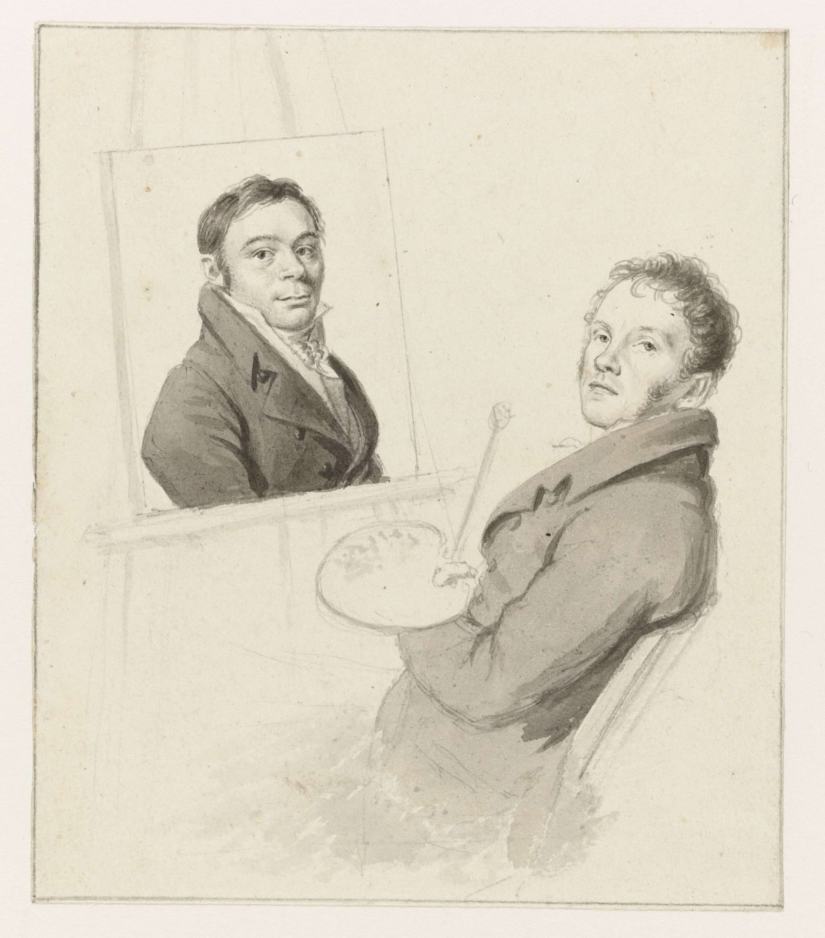 Portrait of Christiaen Andriessen painting a portrait of Izaak Riewert Schmidt, Hendrik Willem Caspari, c. 1780 - c. 1829