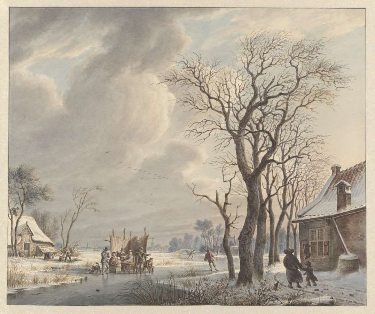 Winter landscape with ice entertainment, Arend van Glashorst jr., 1832