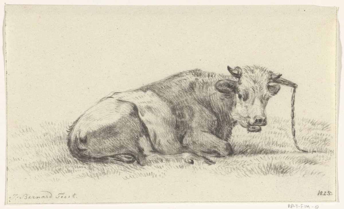 Reclining cow, to the right, Jean Bernard, 1825
