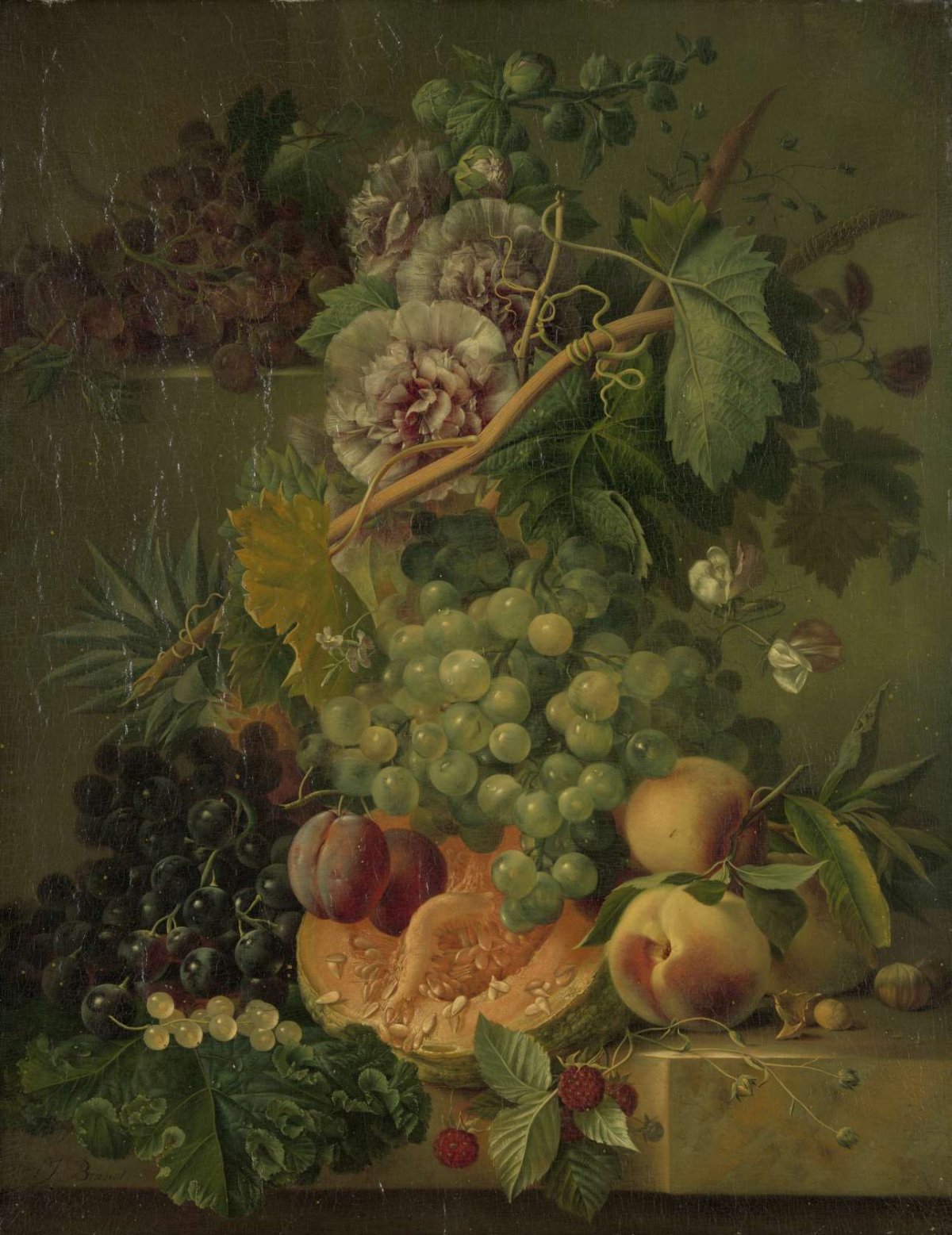 Still Life with Flowers and Fruits, Albertus Jonas Brandt, 1816 - 1817