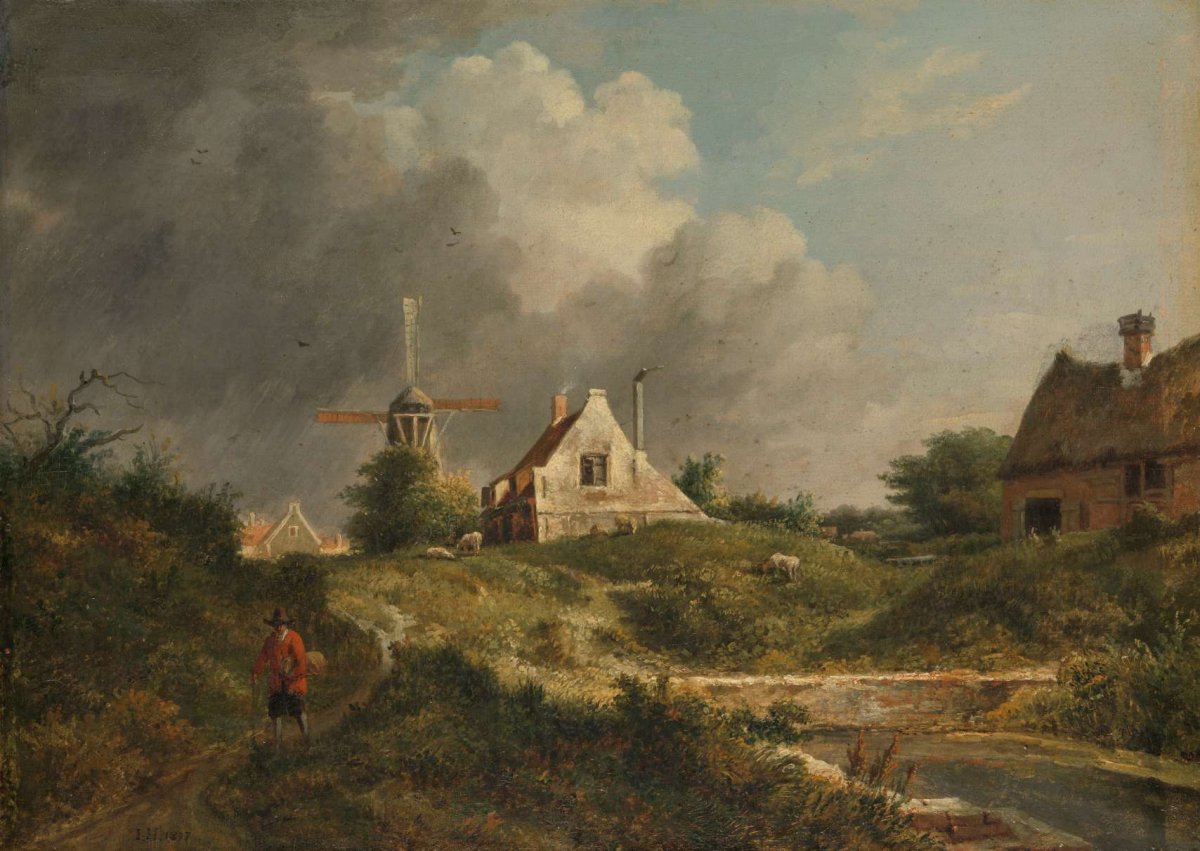View on the dilapidated rampart in Amsterdam on the city side between the Muiderpoort and the Weesperpoort, Jan Hulswit, 1807
