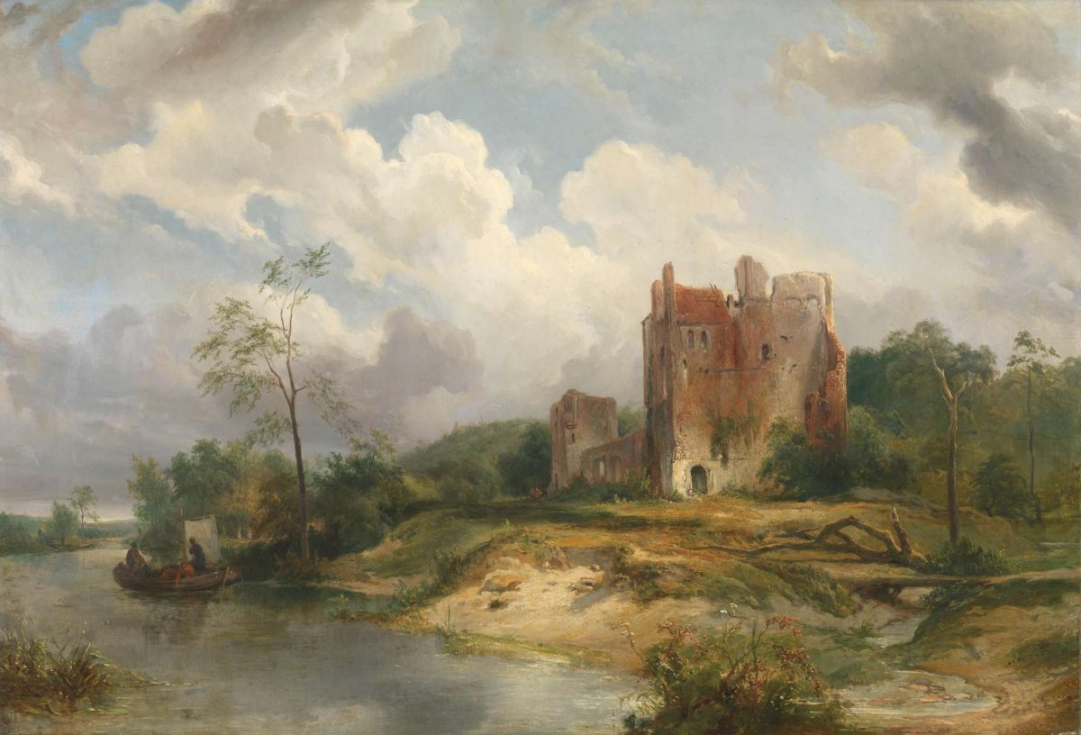 River Landscape with Ruin, Wijnand Nuijen, 1835