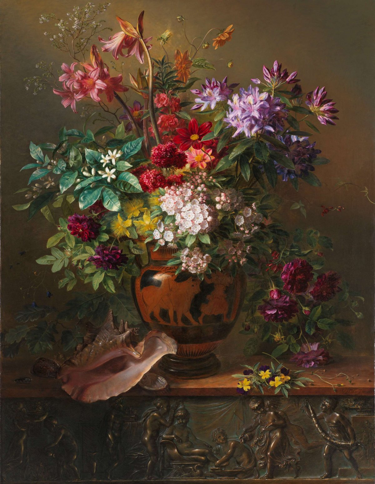 Still Life with Flowers in a Greek Vase: Allegory of Spring, Georgius Jacobus Johannes van Os, 1817