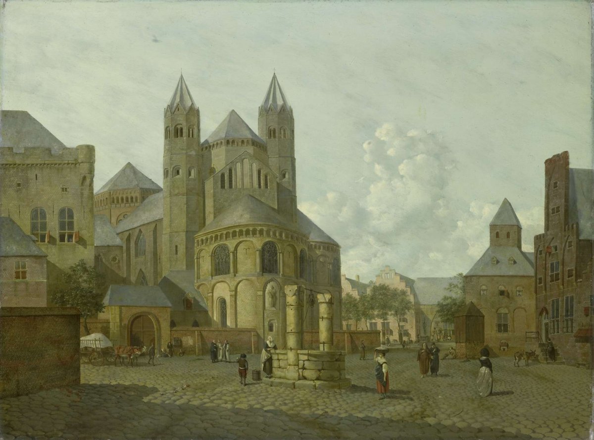Imaginary Cityscape with Romanesque Church, Johannes Huibert Prins, 1793