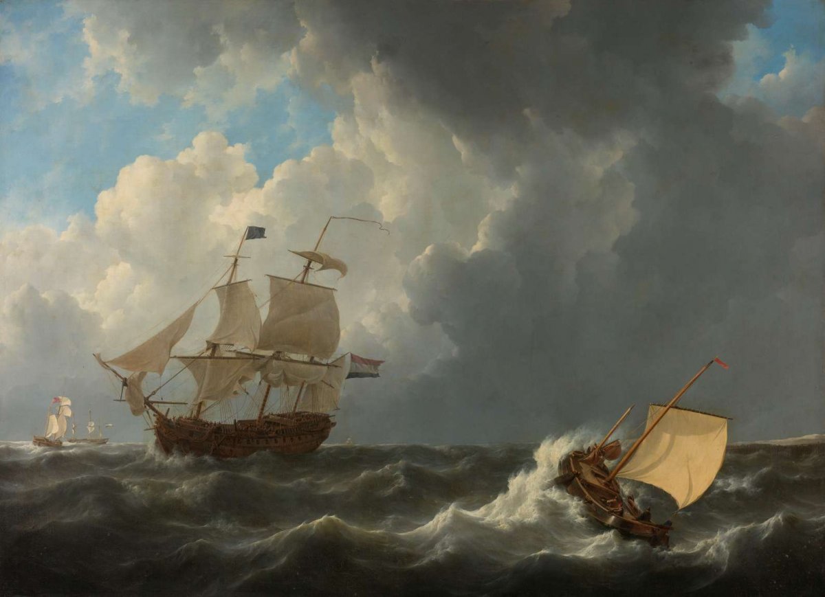 Ships in a Turbulent Sea, Johannes Christiaan Schotel, 1826