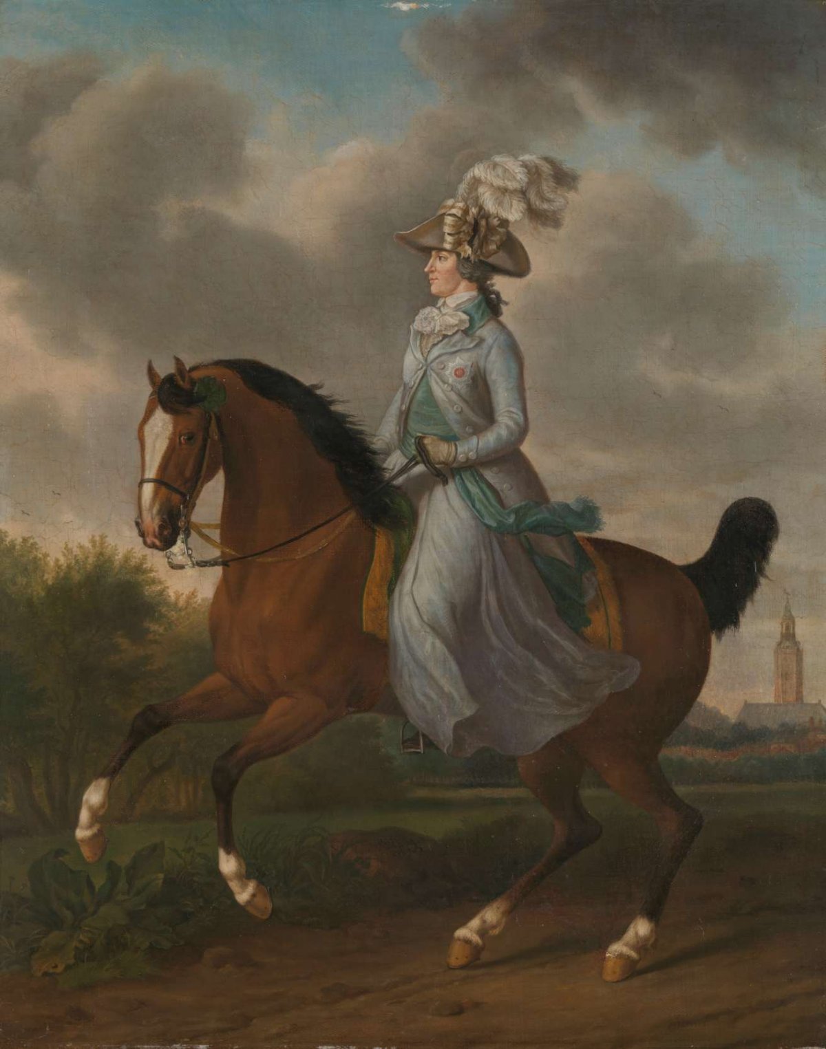 Frederika Sophia Wilhelmina of Pruissia (1751-1820), Equestrian portrait of the Wife of Prince Willem V, Tethart Philip Christian Haag, 1789