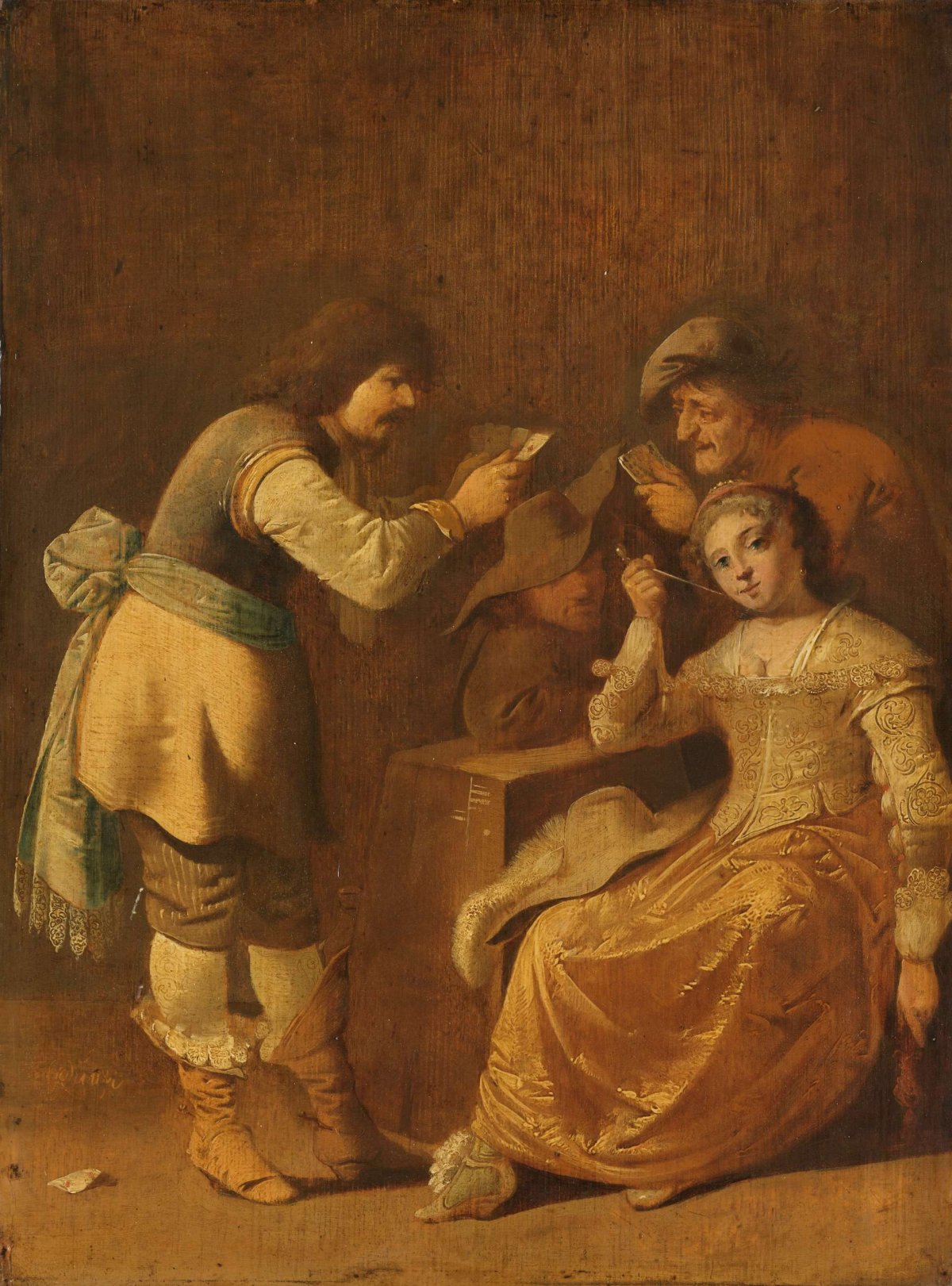Card Players with Woman Smoking a Pipe, Pieter Jansz Quast, c. 1635 - c. 1640