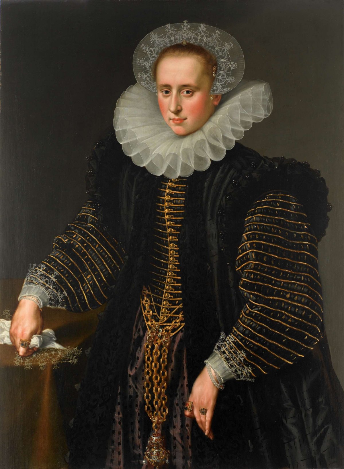 Portrait of a Woman, probably Maria Schuurman (1575-1621), anonymous, c. 1599 - c. 1600