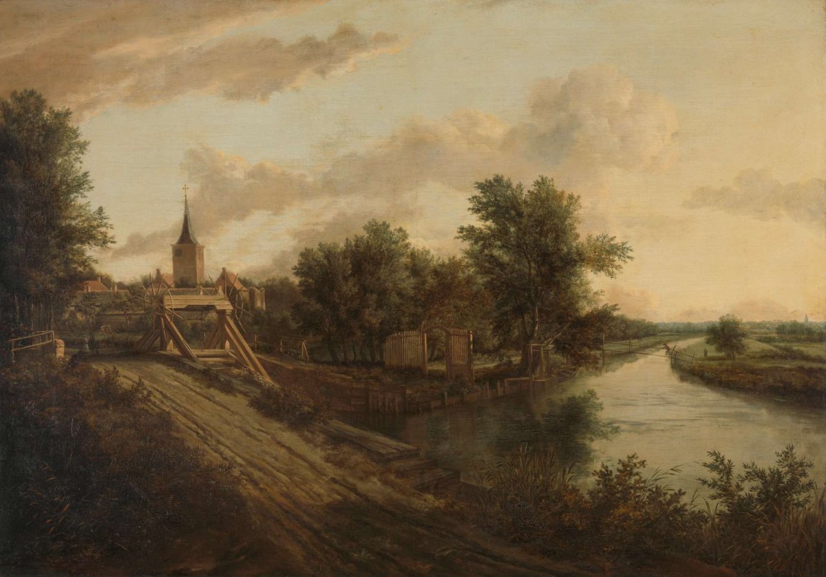 Landscape with rolling bridge, anonymous, c. 1660