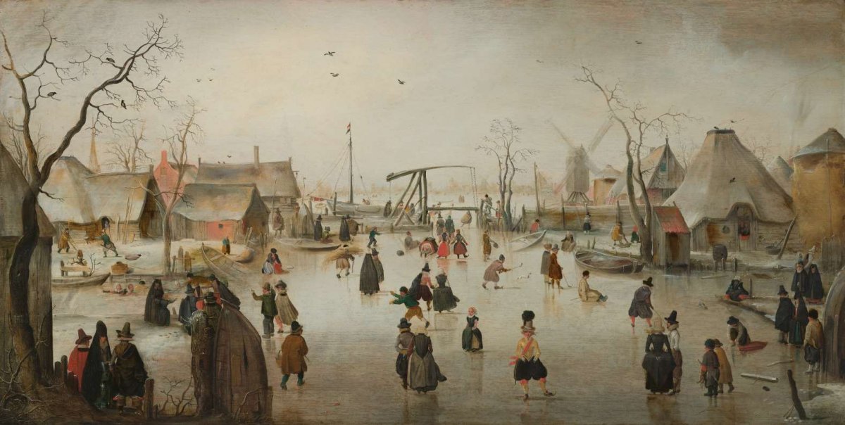 Ice-Skating in a Village, Hendrick Avercamp, c. 1610