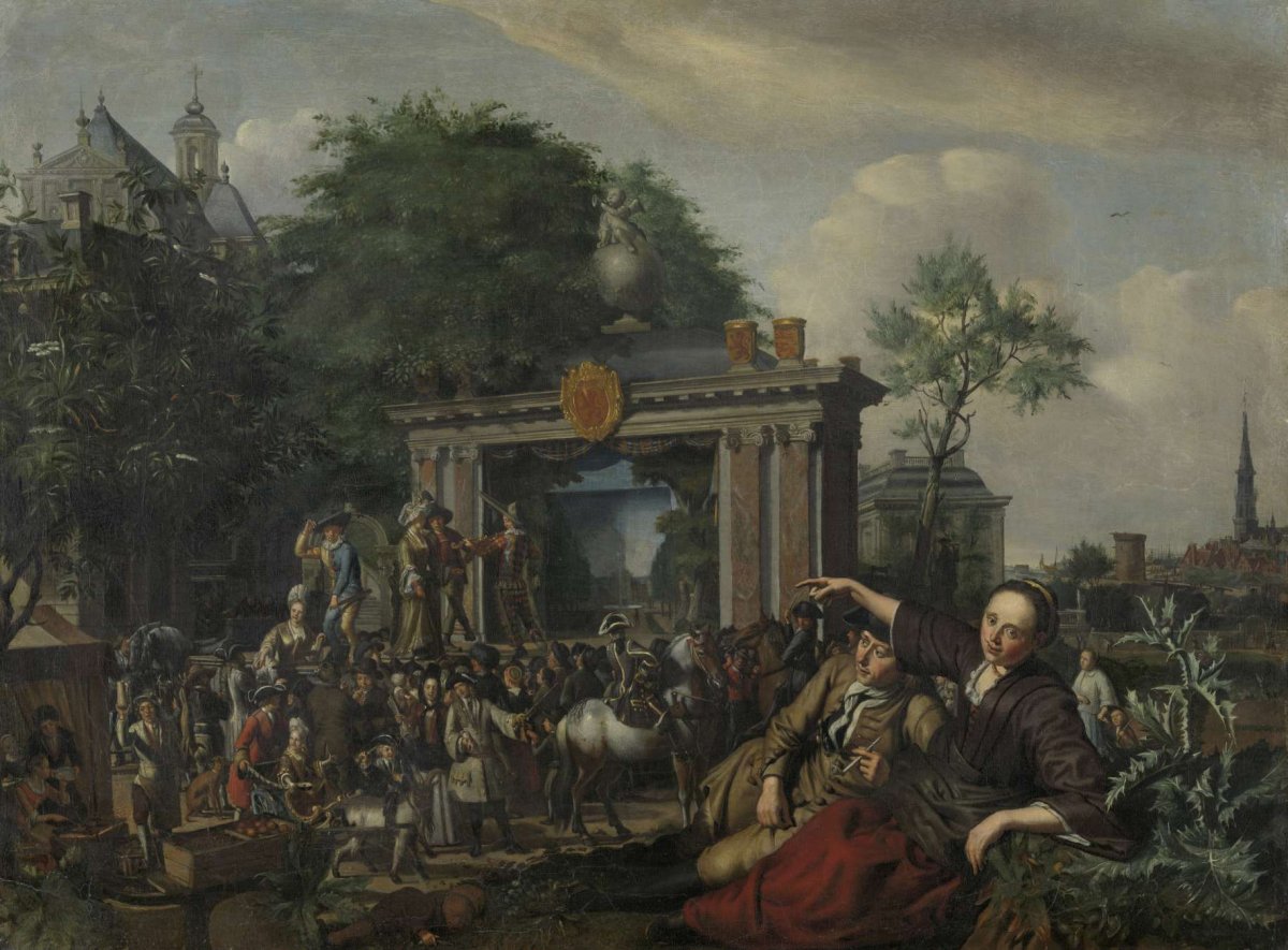 Outdoor theater performance, Matthijs Naiveu, 1670 - 1698