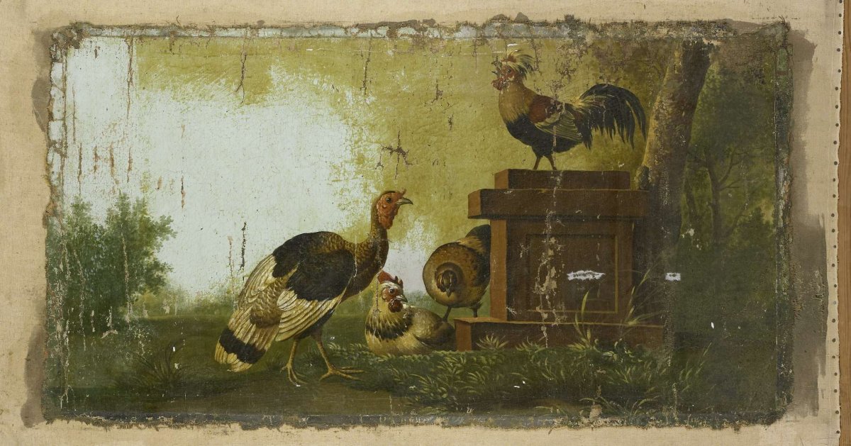 Decorative Piece with Poultry, anonymous, 1700 - 1799