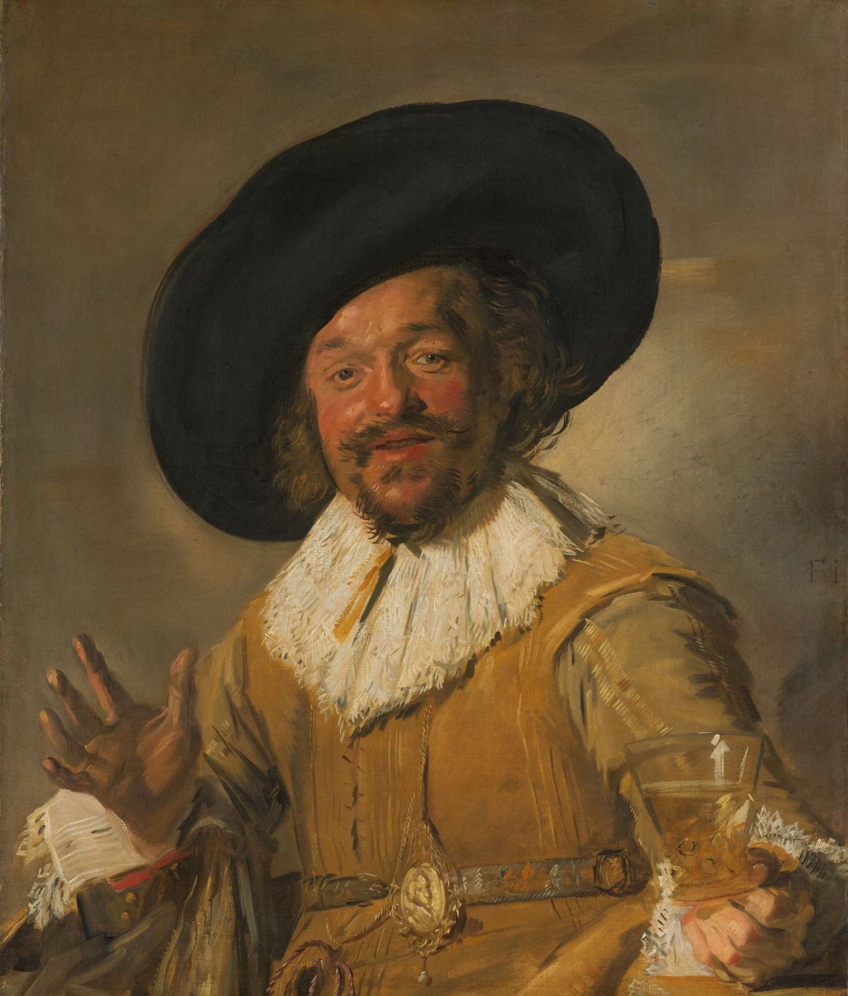 A Militiaman Holding a Berkemeyer, Known as the ‘Merry Drinker’, Frans Hals, c. 1628 - c. 1630