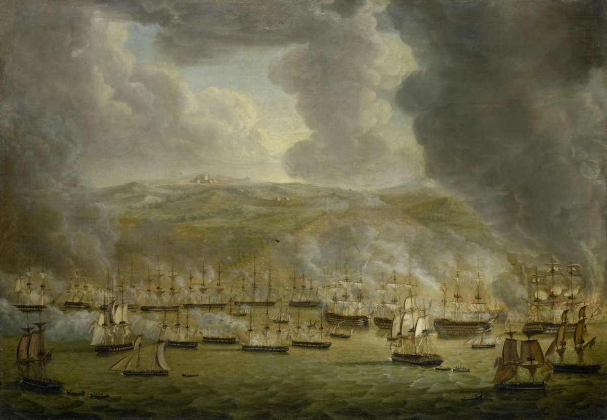 The Attack of the Combined Anglo-Dutch Squadron on Algiers, 1816, Gerardus Laurentius Keultjes, 1817