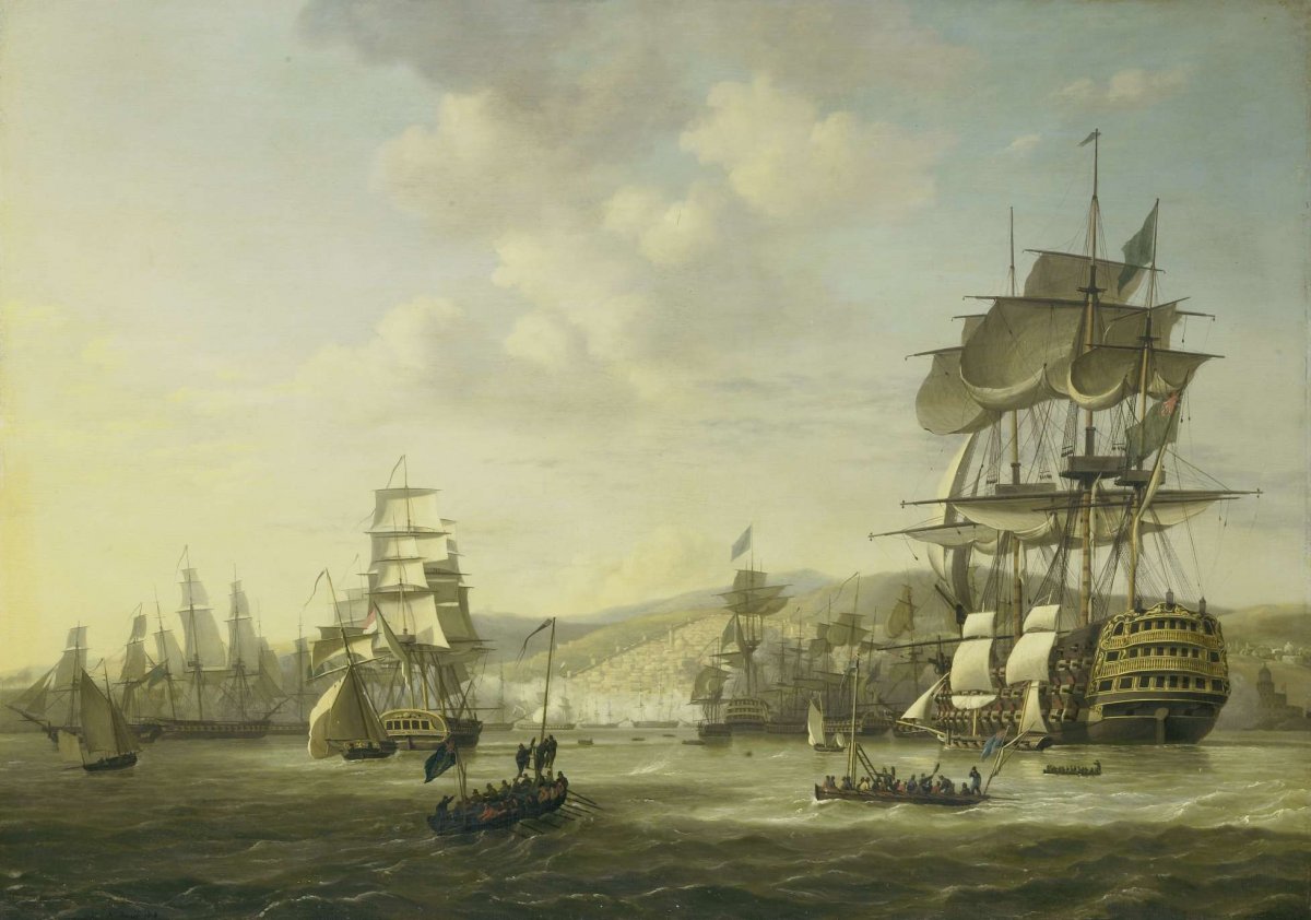 Anglo-Dutch fleet in the Bay of Algiers in support of ultimatum to release Christian slaves, Aug. 26, 1816, Nicolaas Baur, 1818