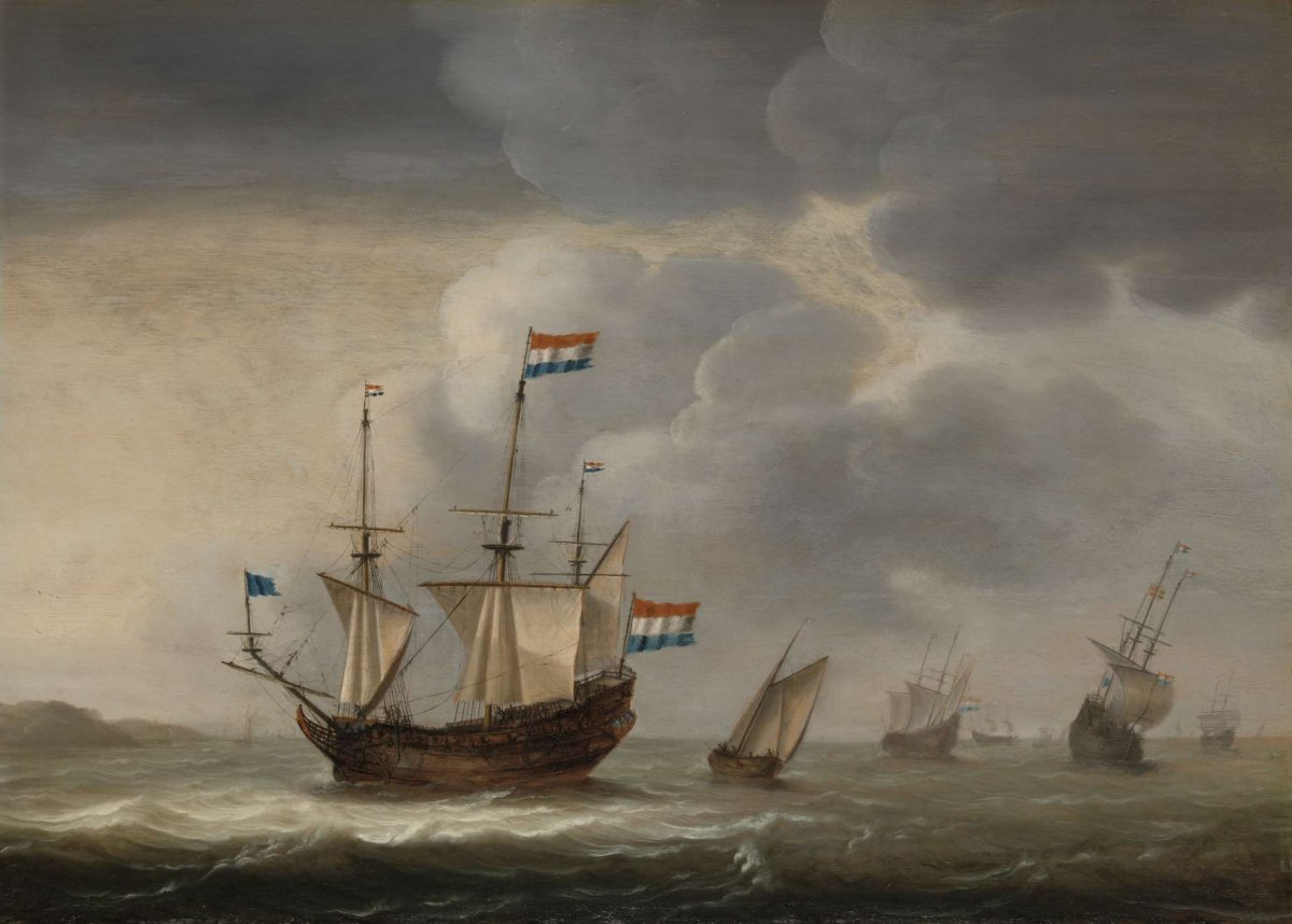 Ships off the Coast, Jacob Gerritz Loef, c. 1652