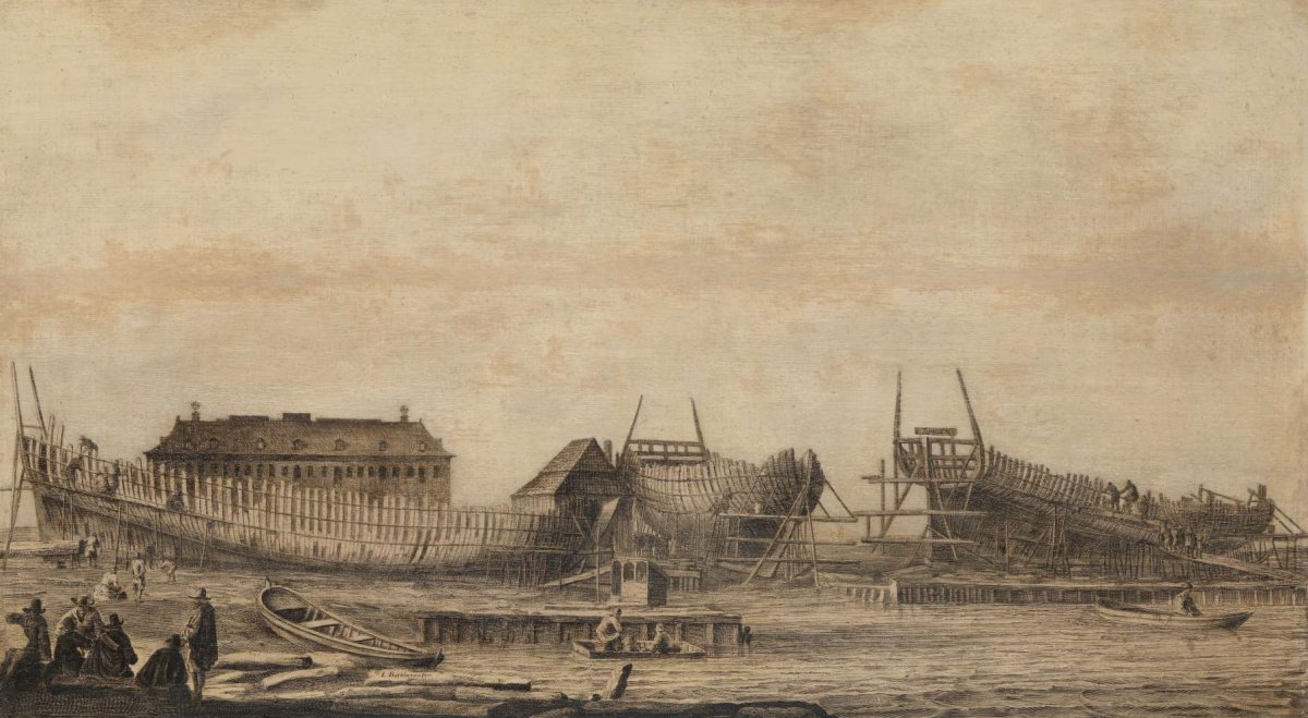 The Shipyard of the Amsterdam Admiralty, Ludolf Bakhuysen, 1655 - 1660