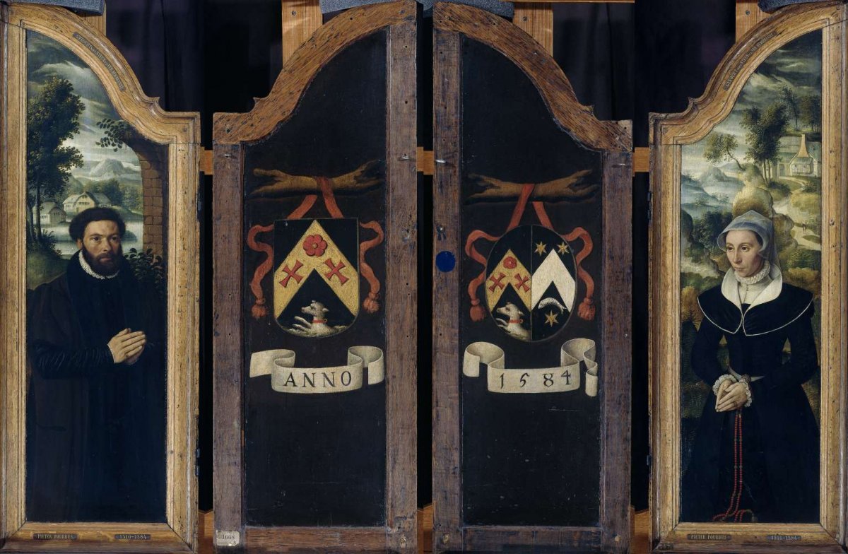 Two Wings of a Triptych with the Portraits of Julien de Brouckere and his Wife Elisabeth Canneel, anonymous, 1584