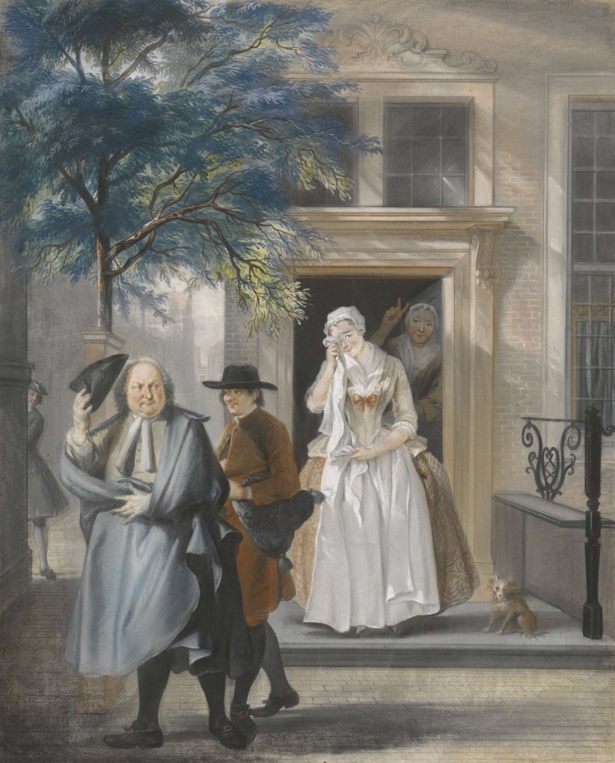 'The feigned sadness': first act, eleventh stage of David Lingelbach's comedy 'The discovered mock virtue' (1687), Cornelis Troost, 1743