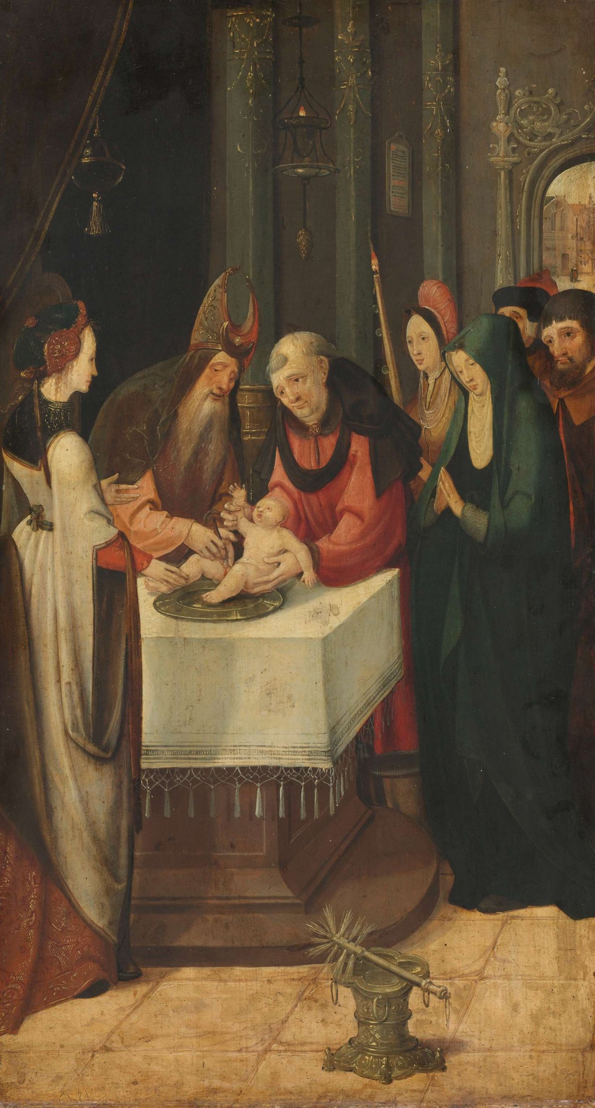 Circumcision of Christ, Left Wing of an Altarpiece, on verso is the Virgin from an Annunciation scene, Pseudo Jan Wellens de Cock, c. 1515 - c. 1525