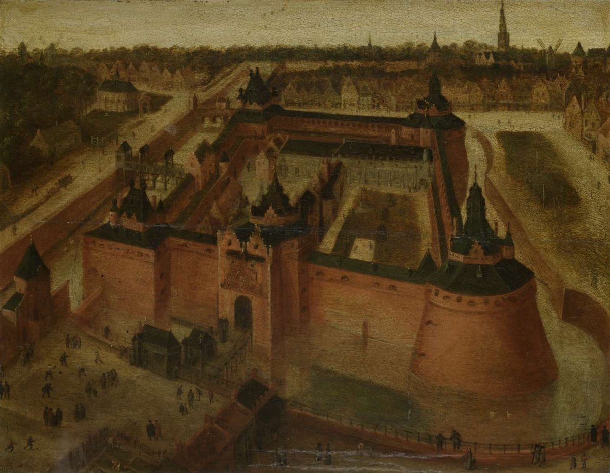Bird's-eye View of the Vredenburg (Vredeborch) Castle in Utrecht, anonymous, c. 1550 - c. 1599