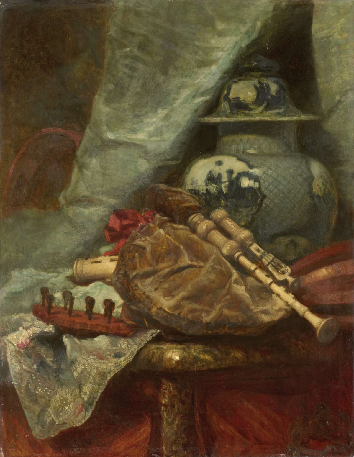 Still Life with Bagpipes, Adolphe Mouilleron, 1850 - 1881