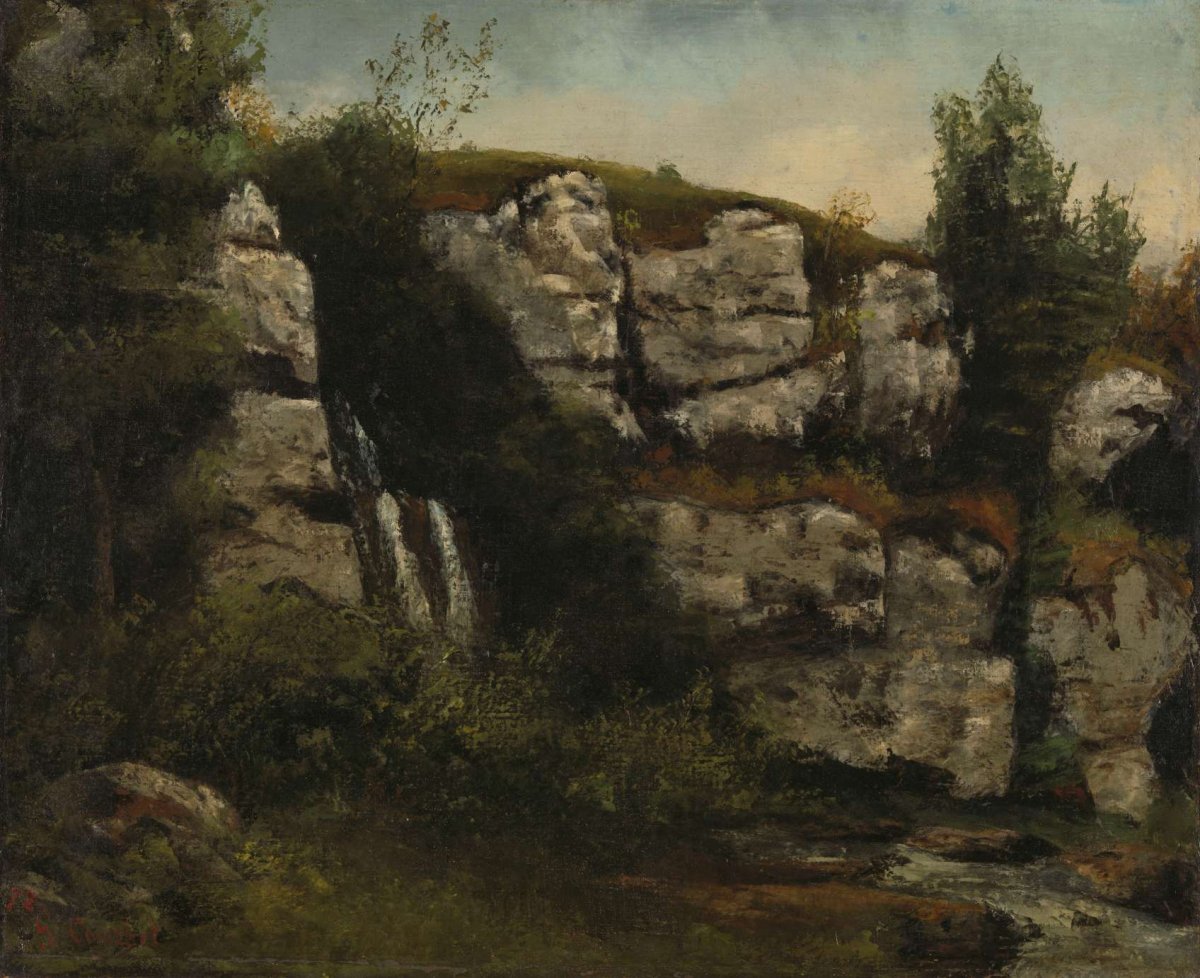 Landscape with Rocky Cliffs and a Waterfall, Gustave Courbet, 1872
