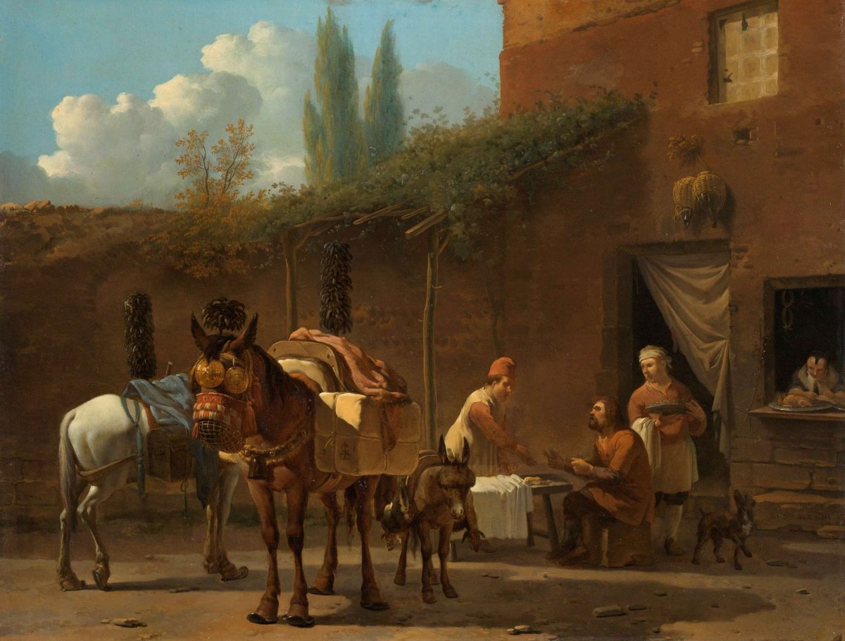 Muleteers at an Inn, Karel du Jardin, c. 1658 - c. 1660