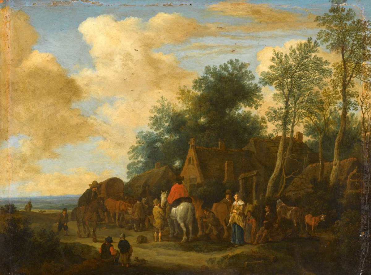 Halting at a Roadside Inn, Pieter de Molijn, 1657