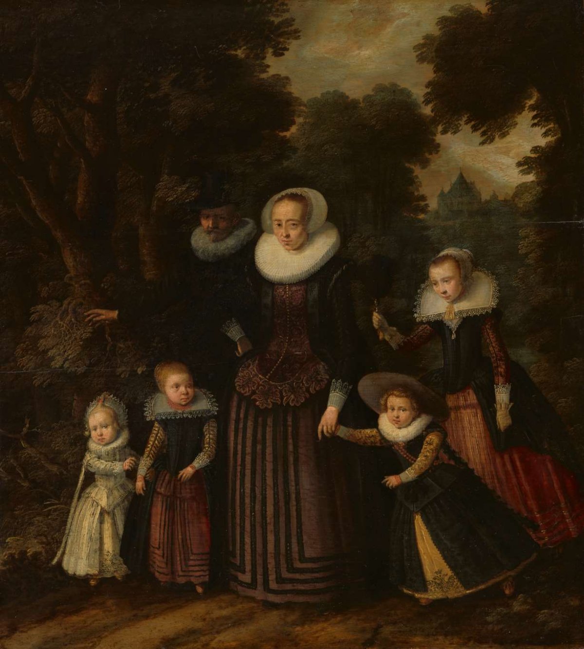 Portrait of a Couple and Four Children, anonymous, c. 1620 - c. 1625