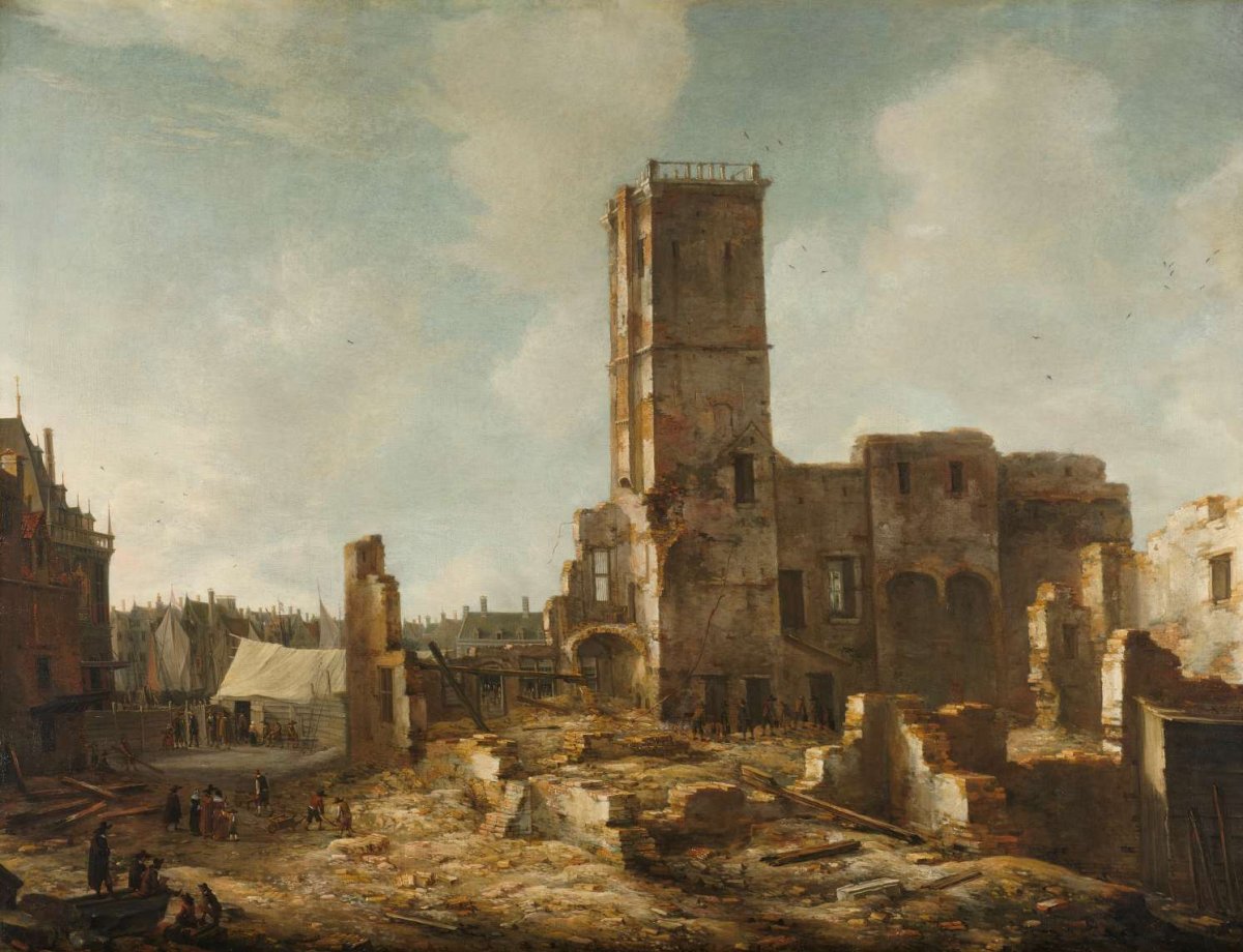 The Ruins of the Old Town Hall of Amsterdam after the Fire of 7 July 1652, Jan Abrahamsz. Beerstraten, 1652 - 1666