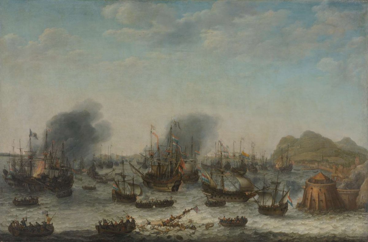 The Defeat of the Spanish at Gibraltar by a Dutch Fleet under the Command of Admiral Jacob van Heemskerck, 25 April 1607, Adam Willaerts, 1639